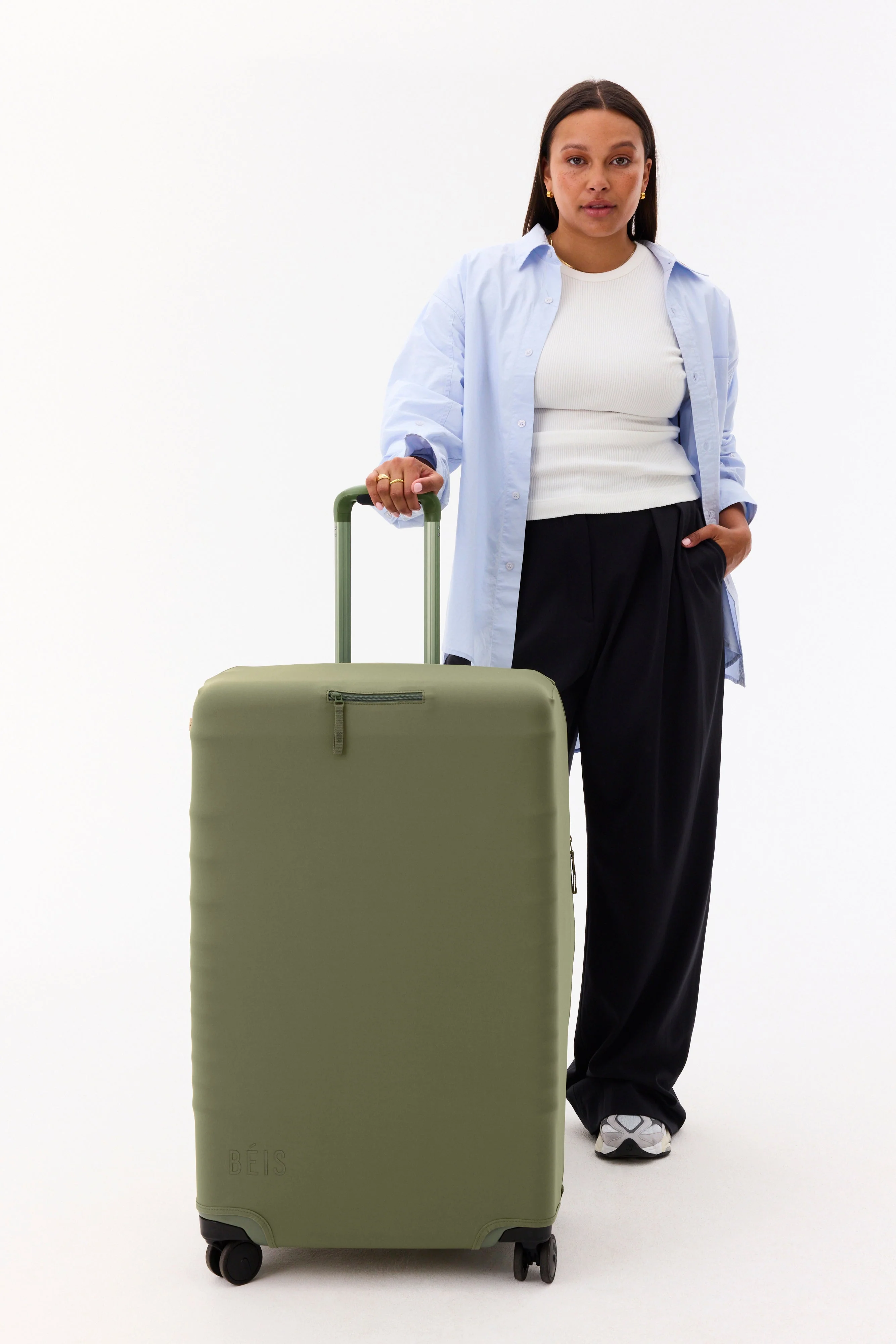 Resale The Large Check-In Luggage Cover in Olive - Image 4