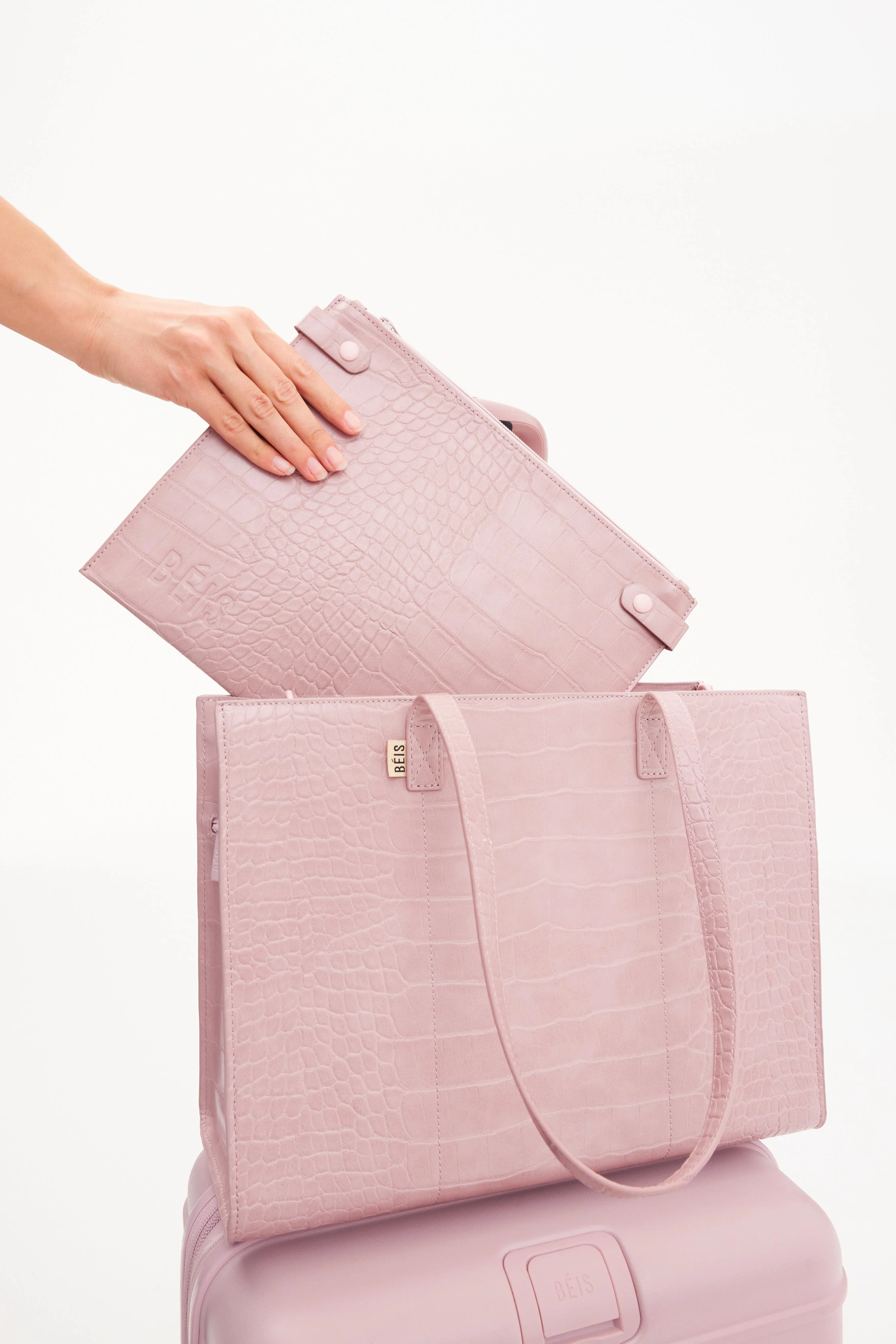 Resale The Large Work Tote in Atlas Pink Croc - Image 5