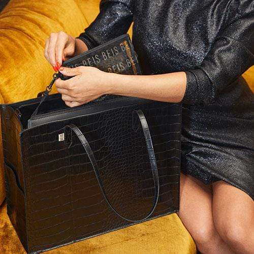 Resale The Large Work Tote in Black Croc - Image 13