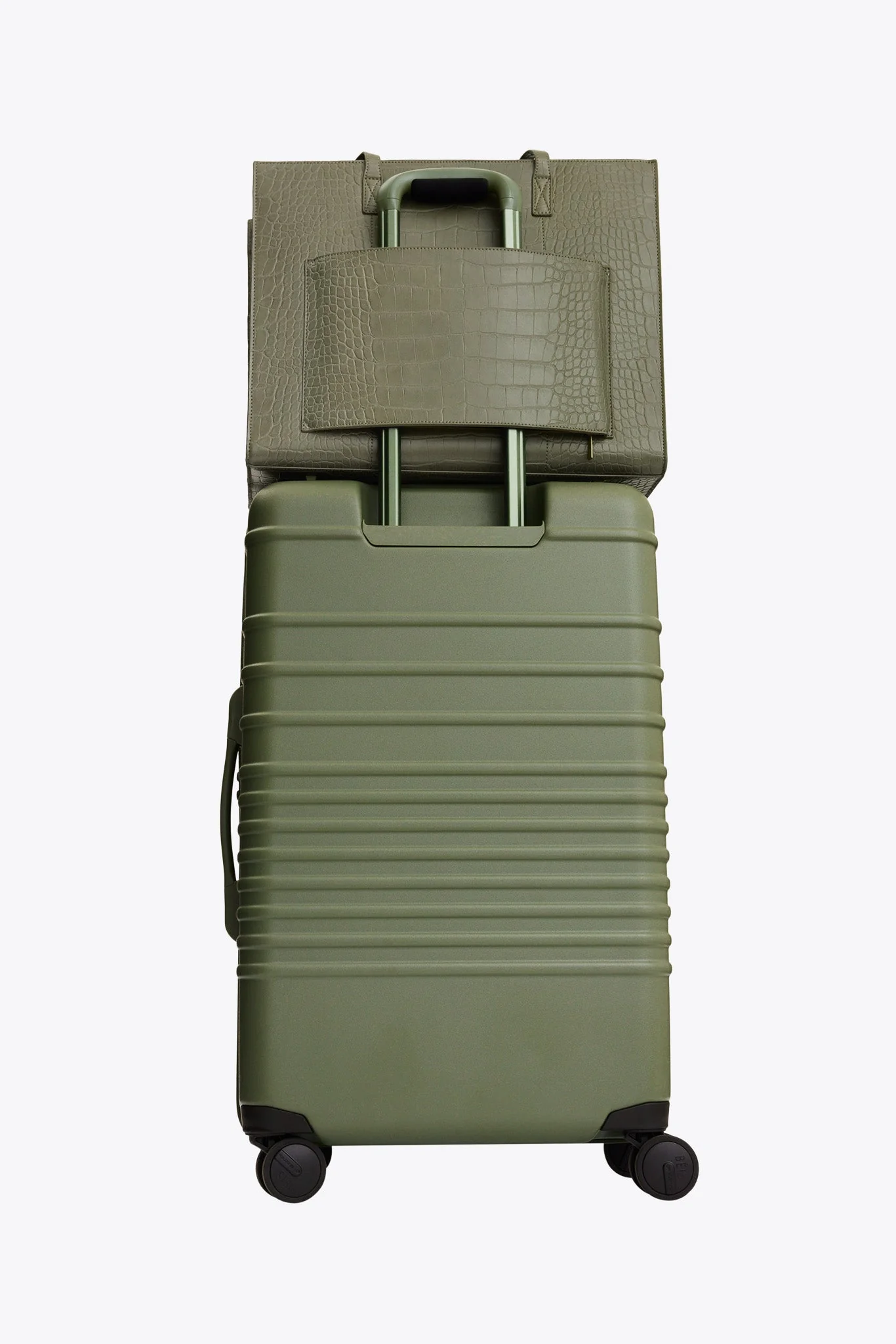 Resale The Large Work Tote in Olive Croc - Image 4
