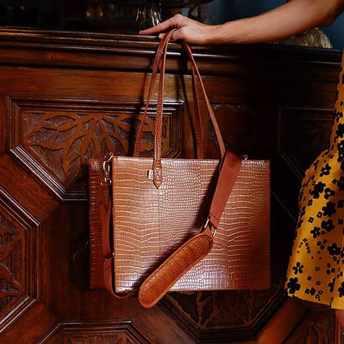 Resale The Work Tote in Cognac Croc - Image 10