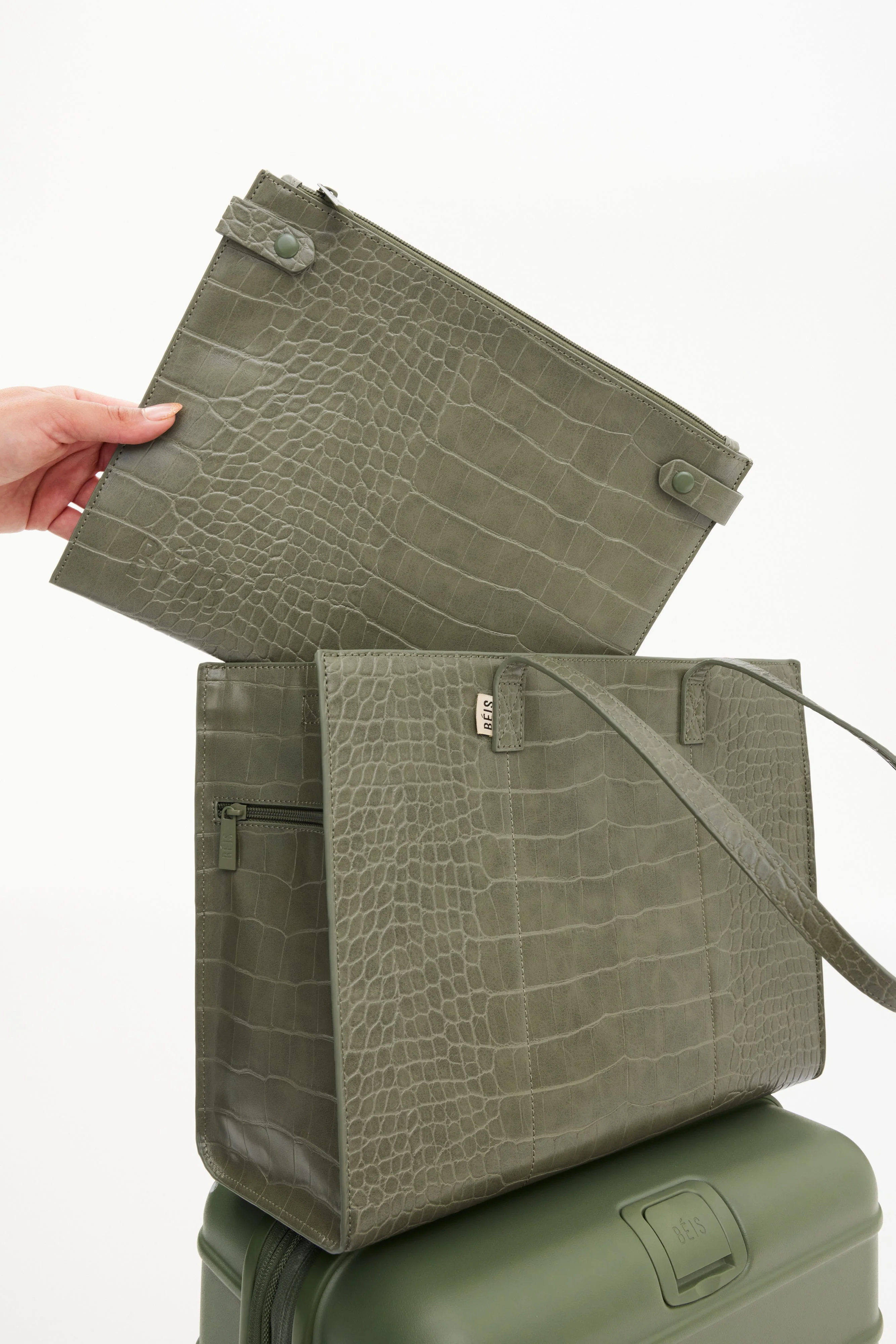 Resale The Work Tote in Olive Croc - Image 4