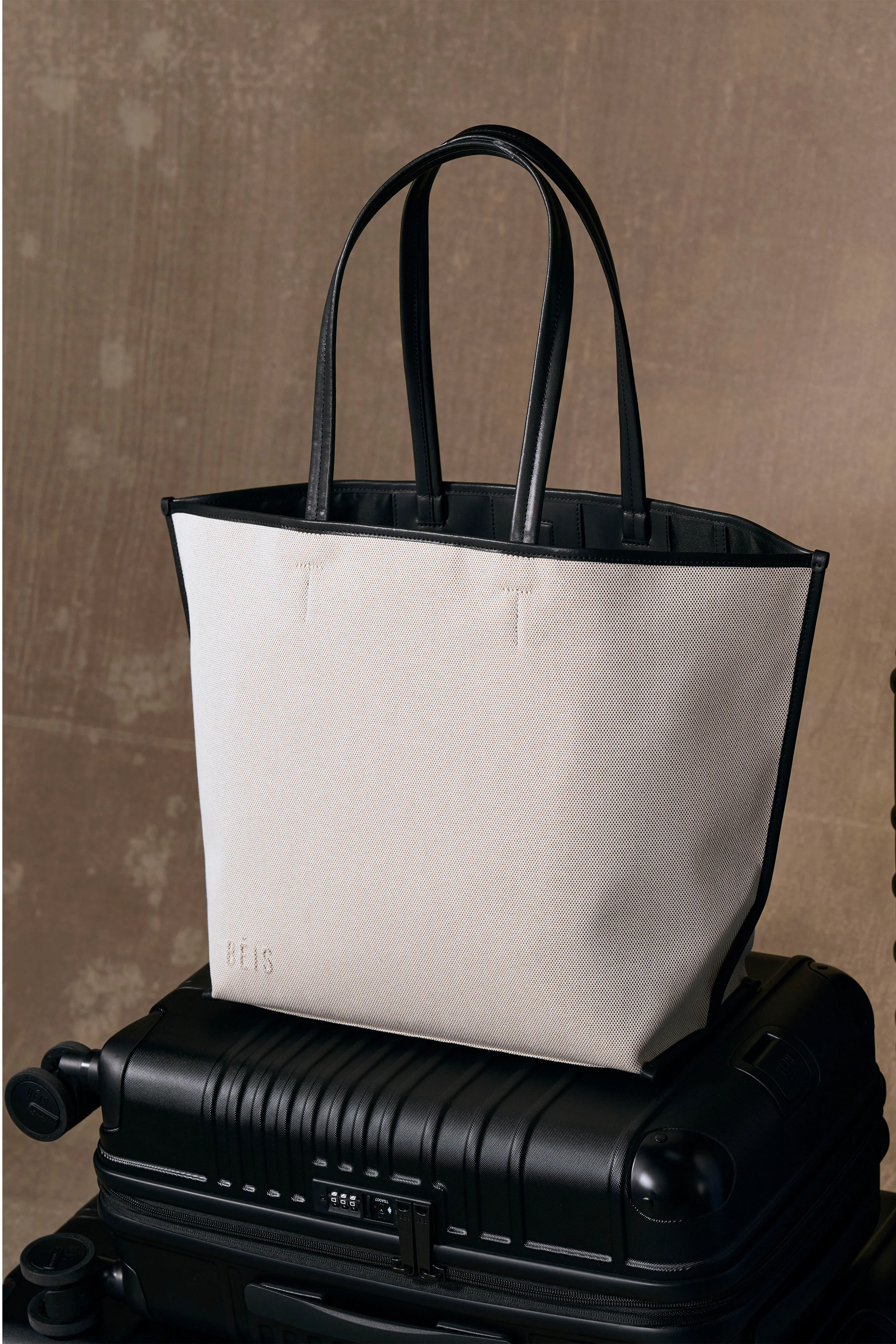 The Canvas and Leather Tote in Black - Image 4