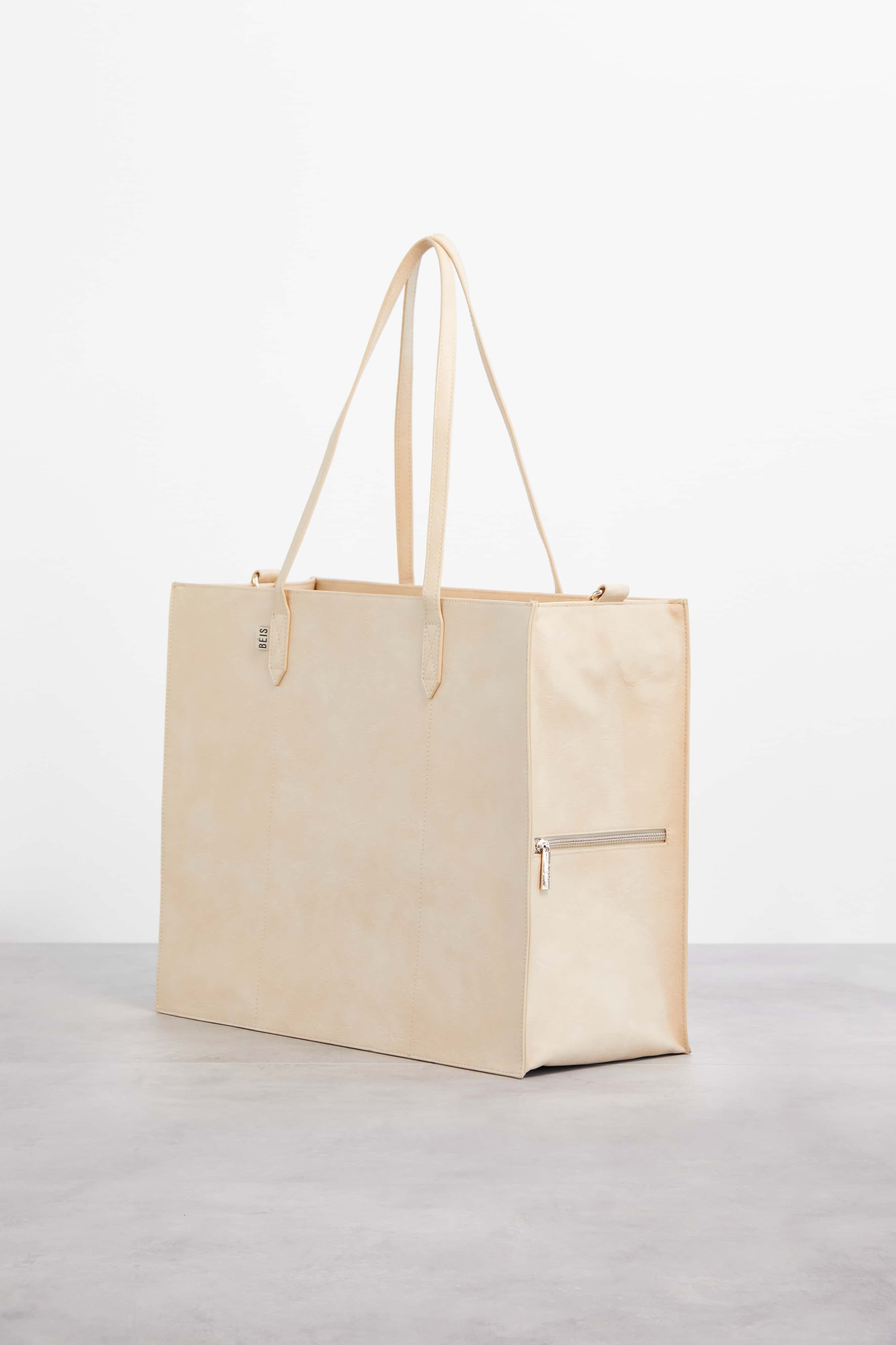 The Large Work Tote in Beige - Image 3