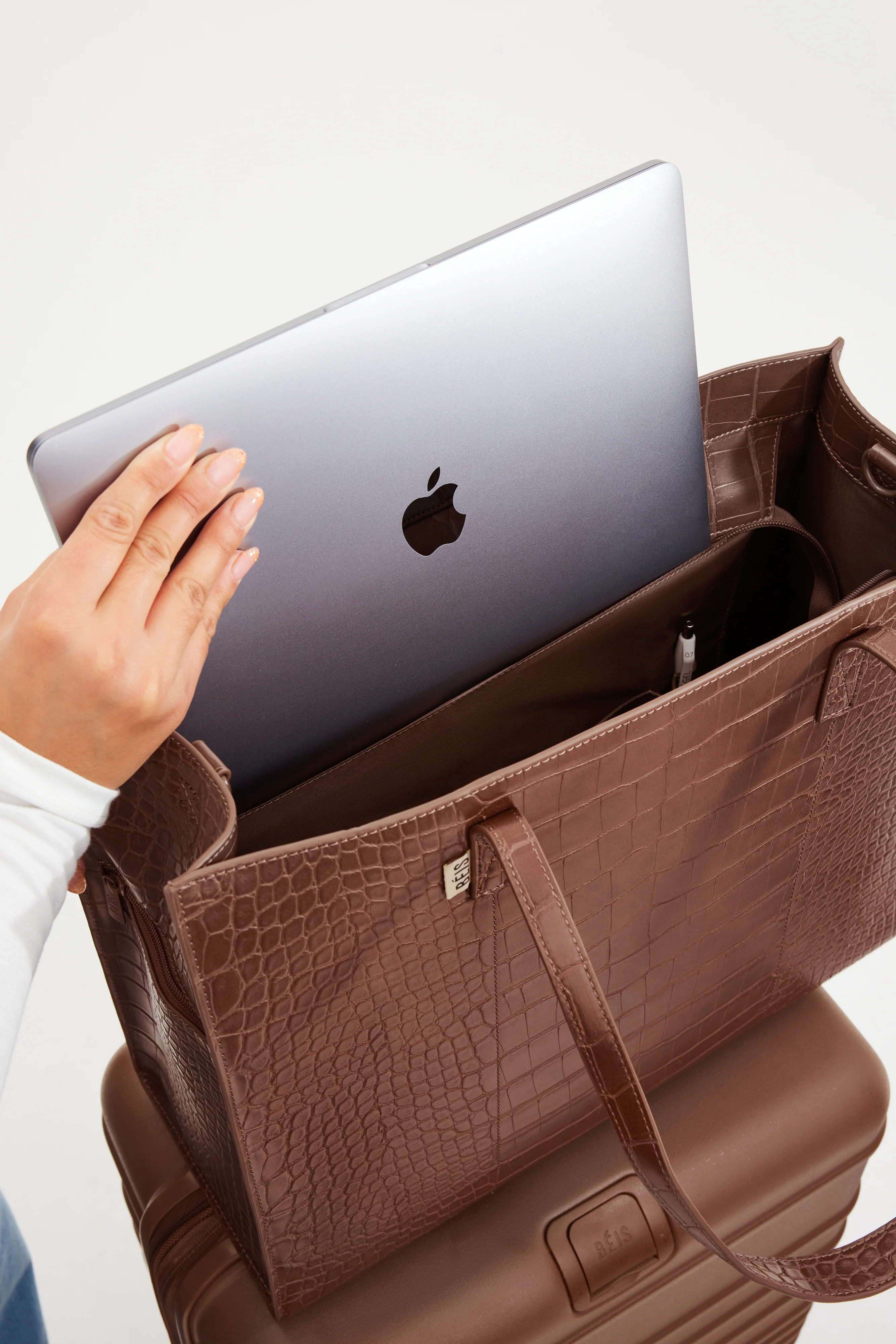 The Large Work Tote in Maple Croc - Image 6