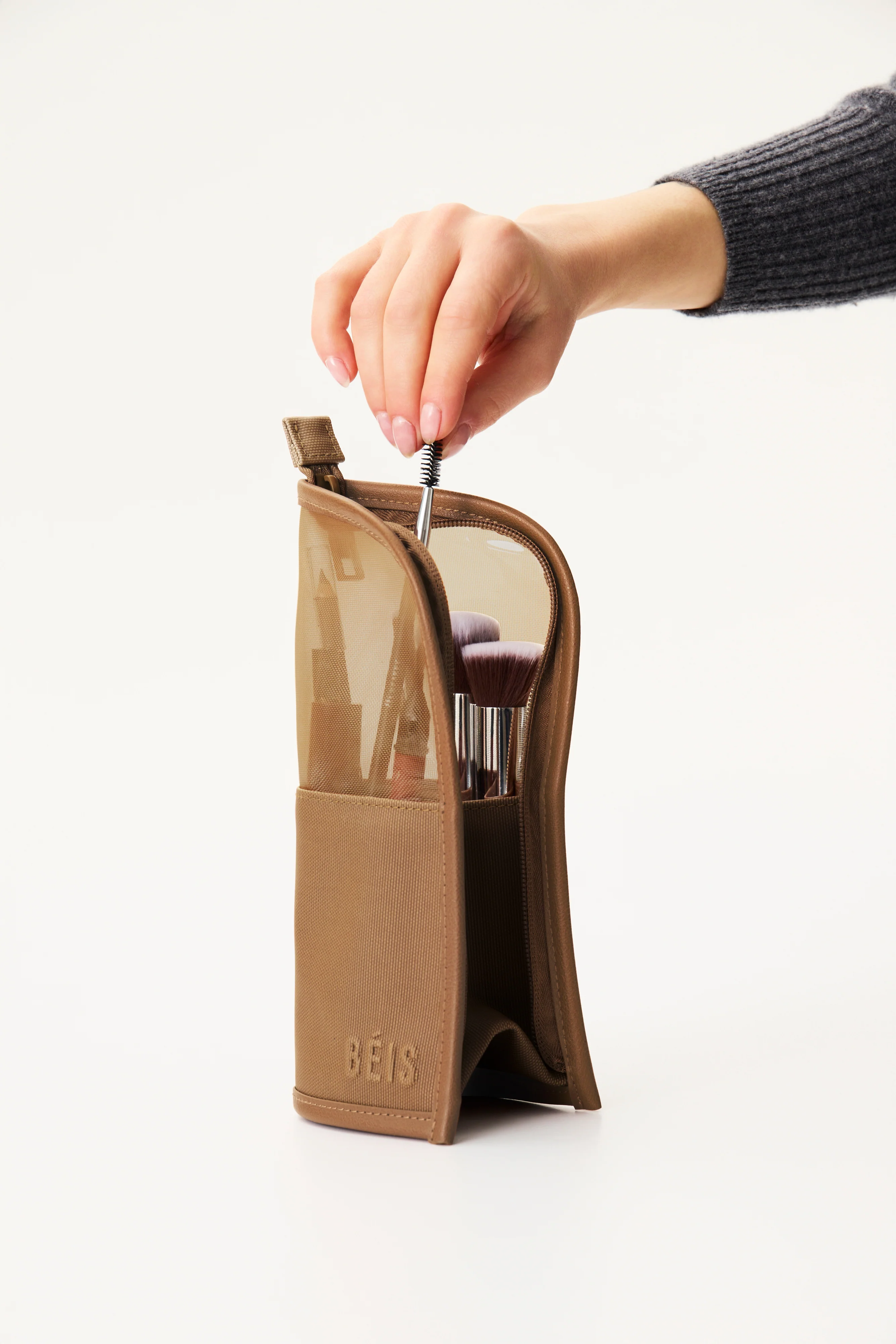 The Makeup Brush Pouch in Camel - Image 5