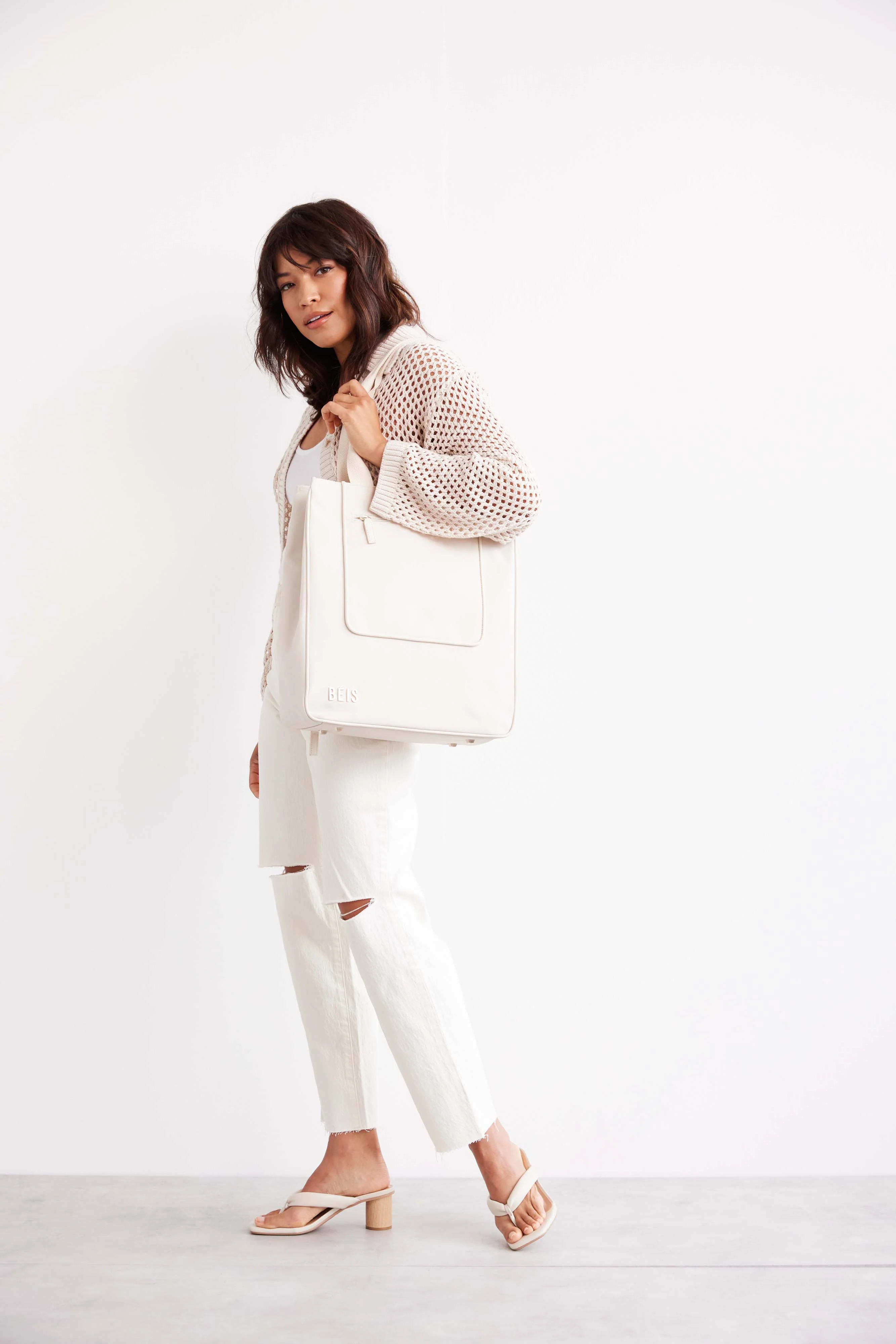 The North To South Tote in Beige - Image 5