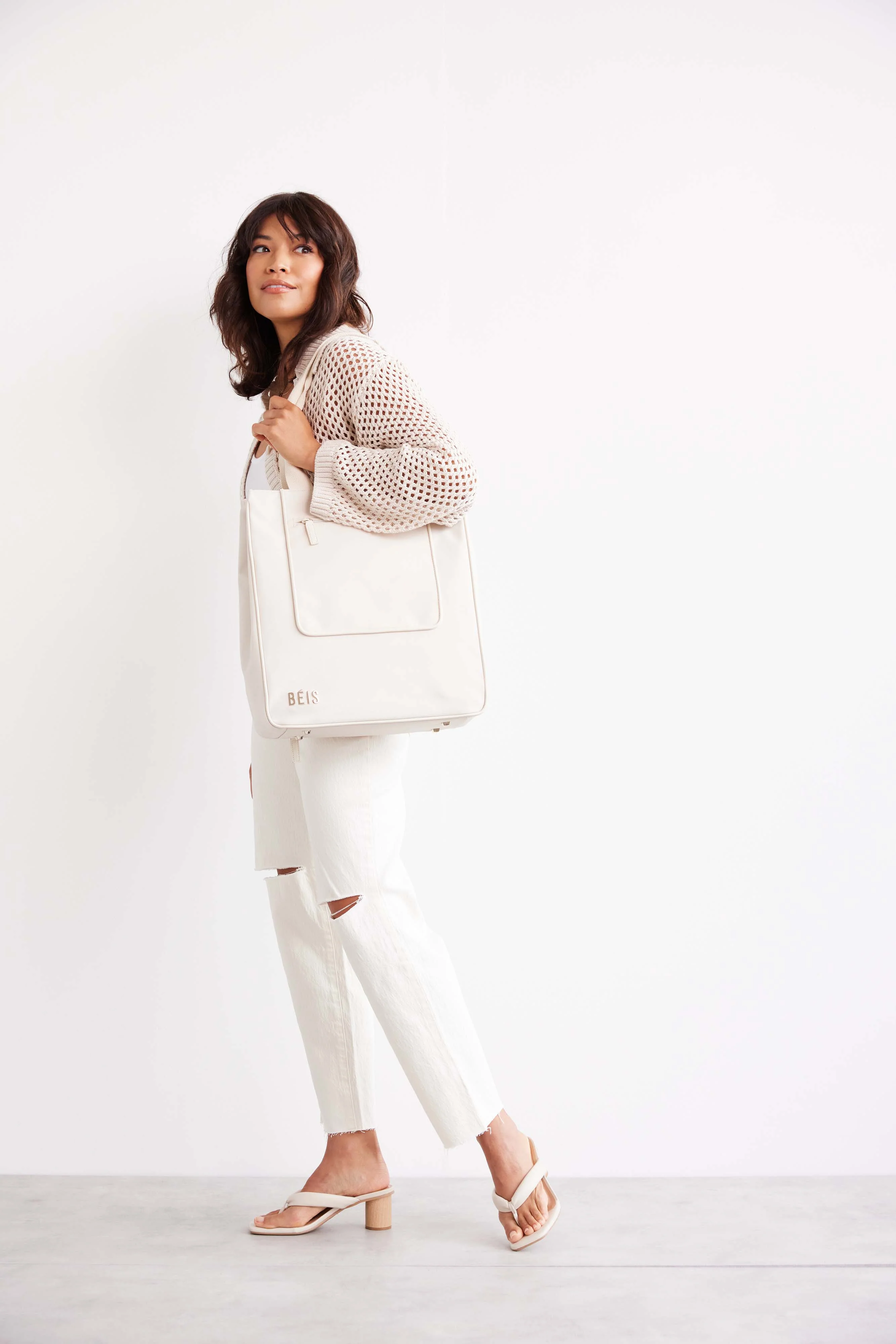 The North To South Tote in Beige - Image 6