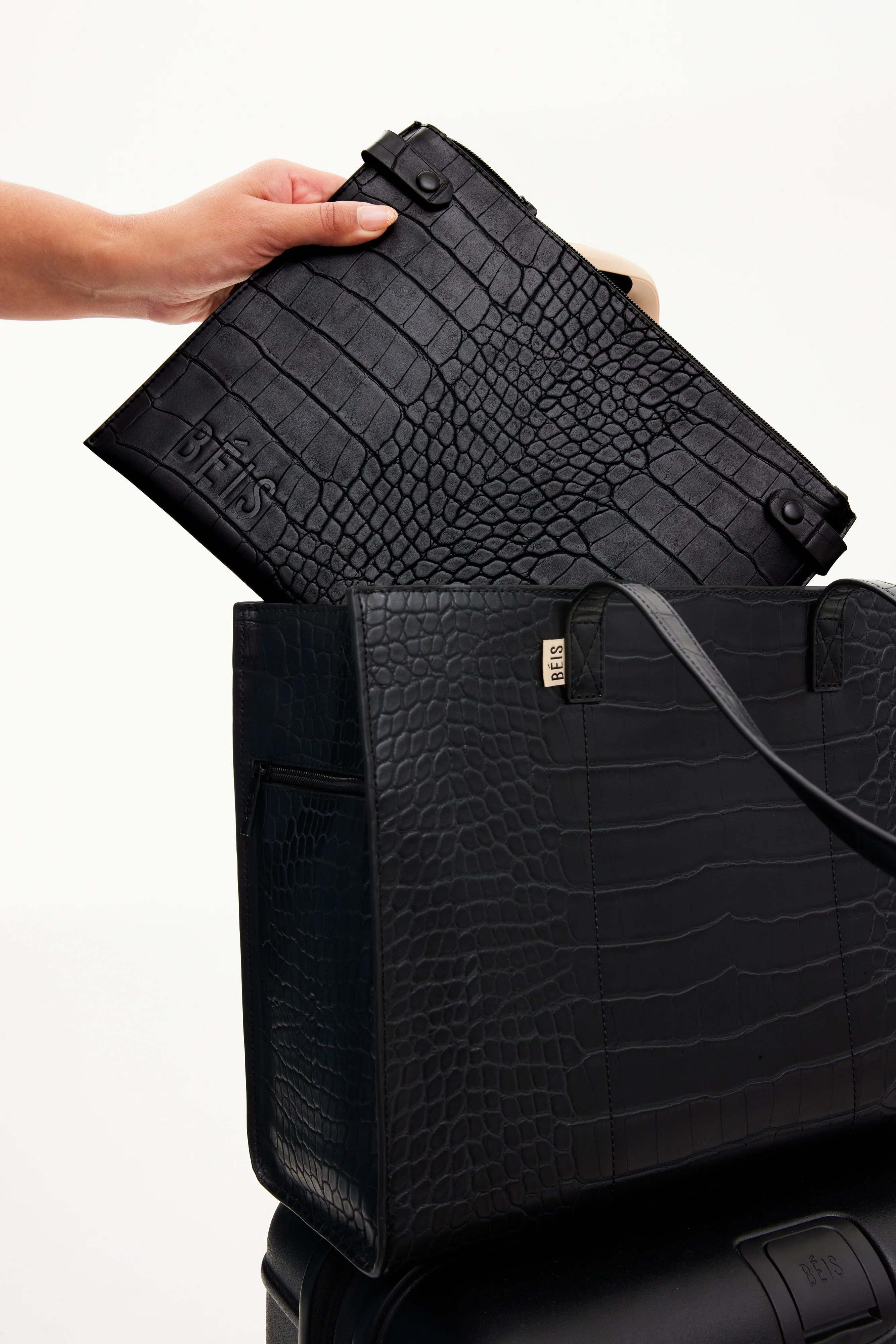 The Work Tote in Black Croc - Image 15