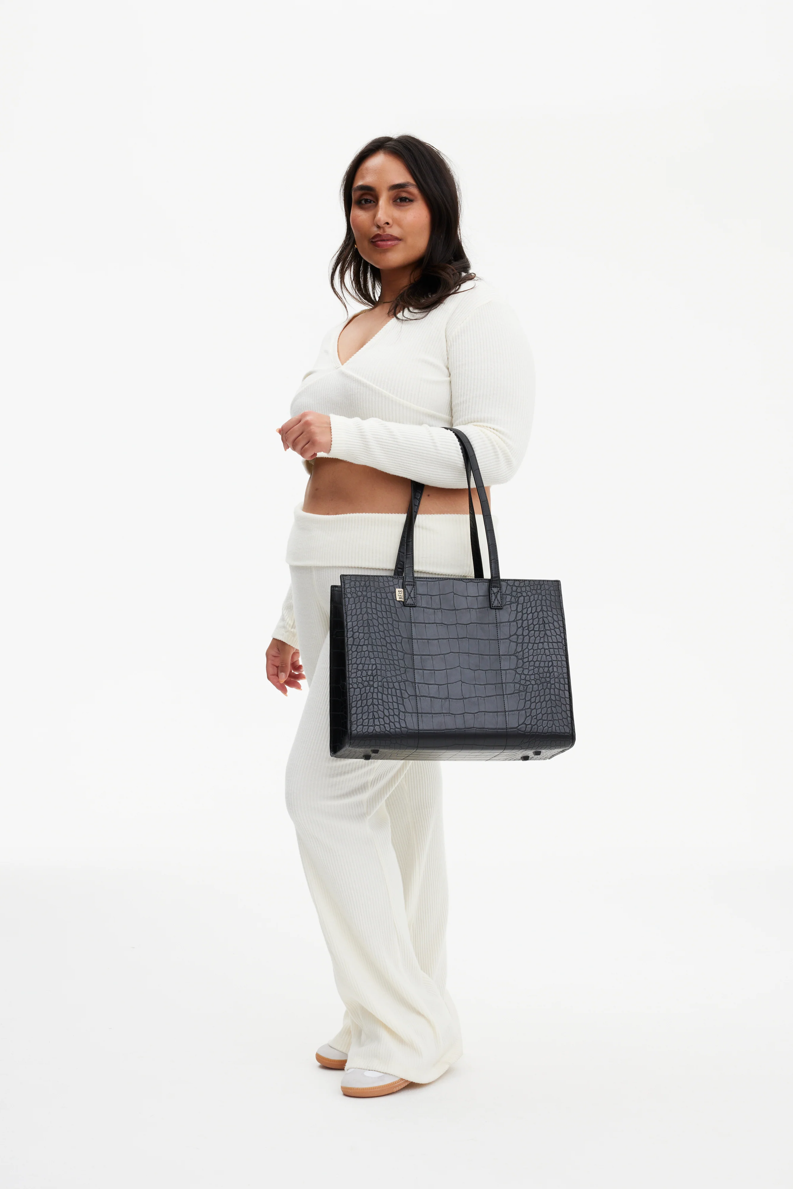 The Work Tote in Black Croc - Image 2