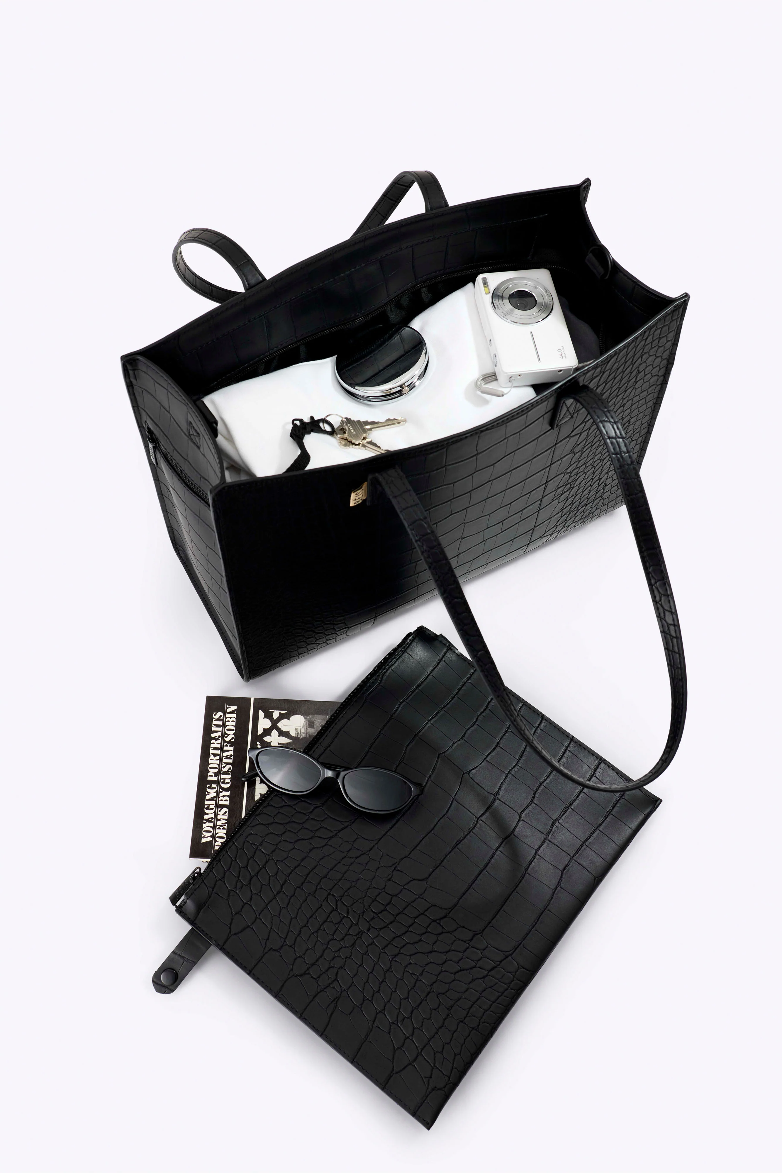 The Work Tote in Black Croc - Image 4