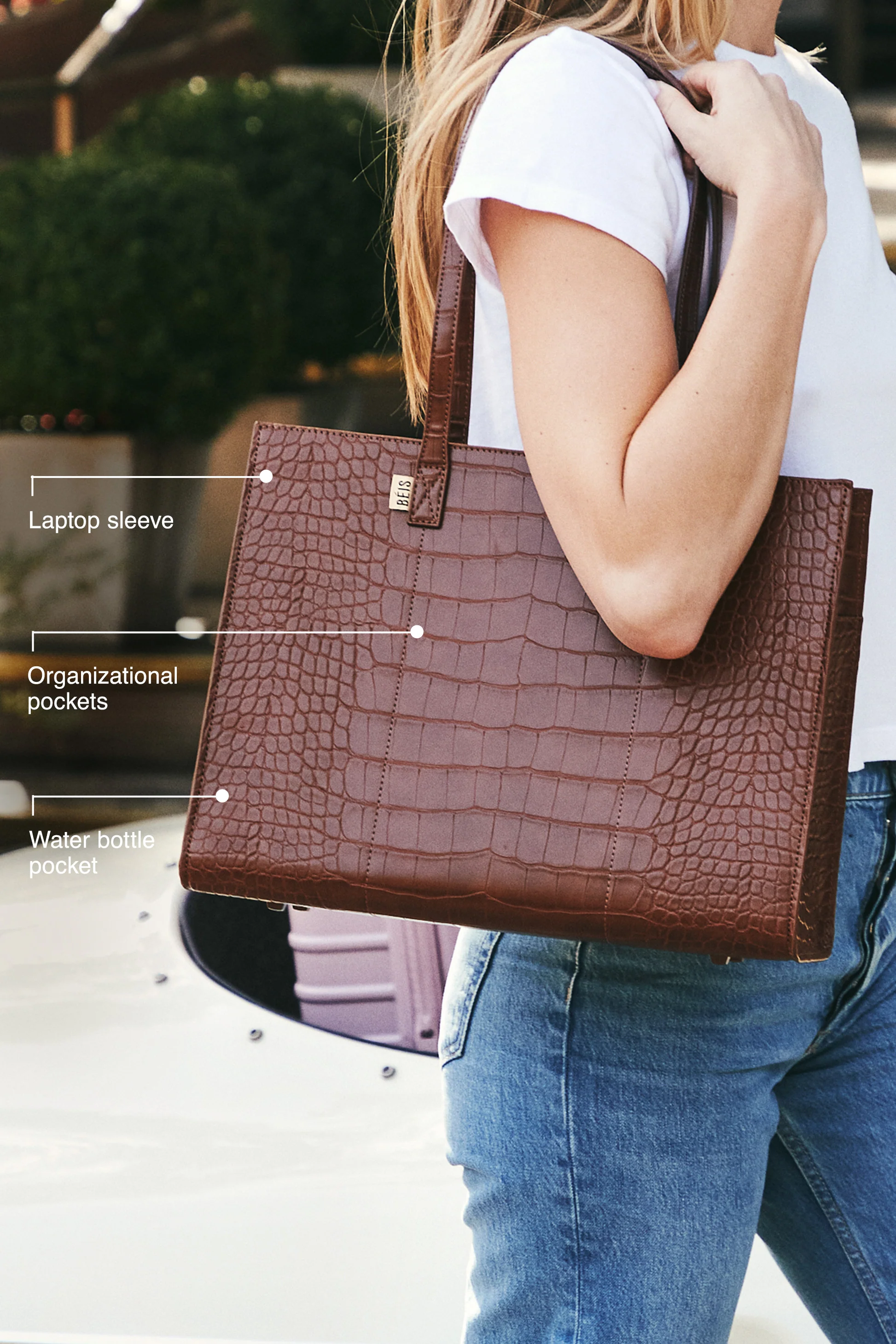 The Work Tote in Maple Croc - Image 15